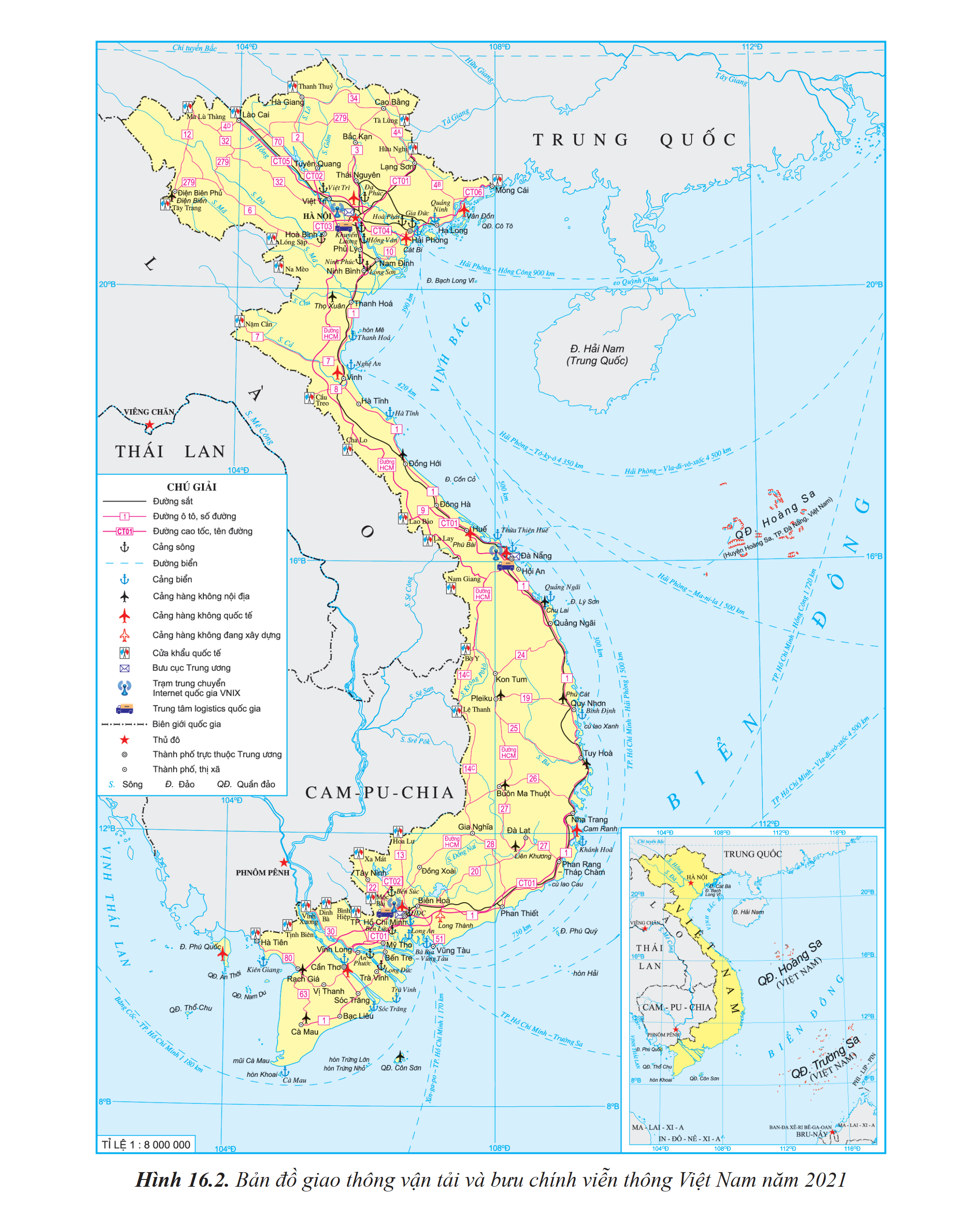 Bản đồ giao thông vận tải và bưu chính viễn thông Việt Nam năm 2021