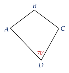 Cho tứ giác $ABCD$ nội tiếp đường tròn $(O;R)$ và có góc $D$ bằng $70^\circ$