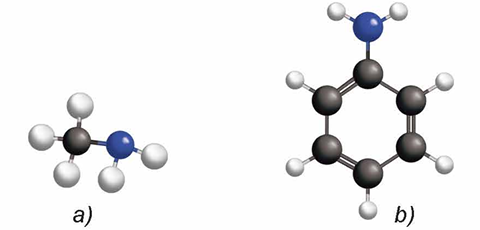 Mô hình phân tử của methylamine và aniline hoc24