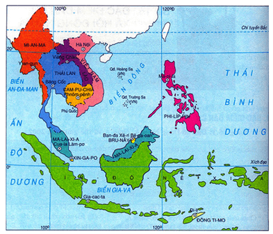Lược đồ khu vực Đông Nam Á ngày nay