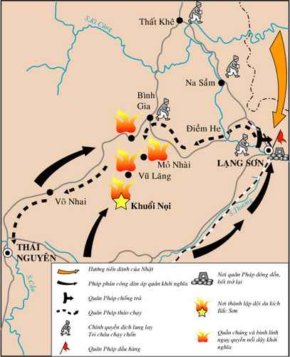 Lược đồ khởi nghĩa Bắc Sơn.