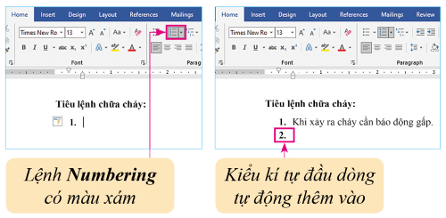 Qúa trình tạo danh sách liệt kê đồng thời nhập nội dung