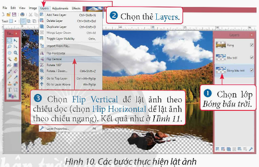 Các bước thực hiện lật ảnh