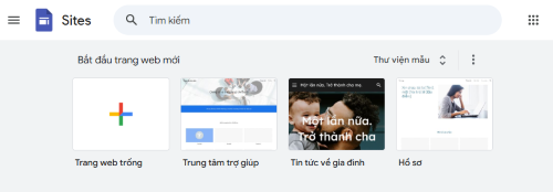 Trang thiết kế Google Sites