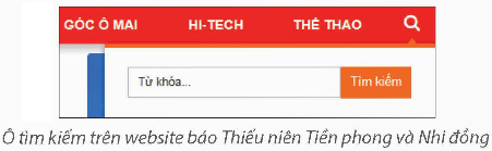 Ô tìm kiếm trên website báo Thiếu niên Tiền phong và Nhi đồng