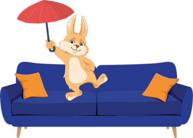 rabbit on sofa