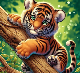 tiger climbing tree olm