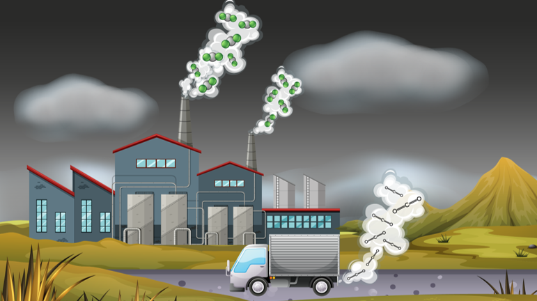 Chất khí thải ra từ hoạt động công nghiệp và sinh hoạt 