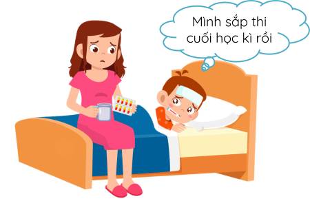 Gặp khó khăn khi bị ốm.olm