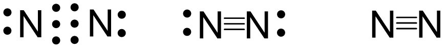 Công thức electron, công thức Lewis và công thức cấu tạo của phân tử nitrogen olm.