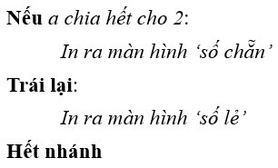 Tin học lớp 10, sách Cánh diều, Ví dụ thể hiện mẫu cấu trúc rẽ nhánh, olm