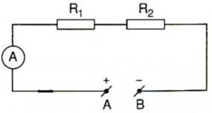 Hai điện trở r1 , r2 và ampe kế được mắc nối tiếp vào hai đầu ab cho r1= 6 ôm , r2 = 12 ôm , apme kế chỉ 0,3A a.