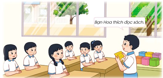 bạn đọc mảnh giấy "Bạn Hoa thích đọc sách"