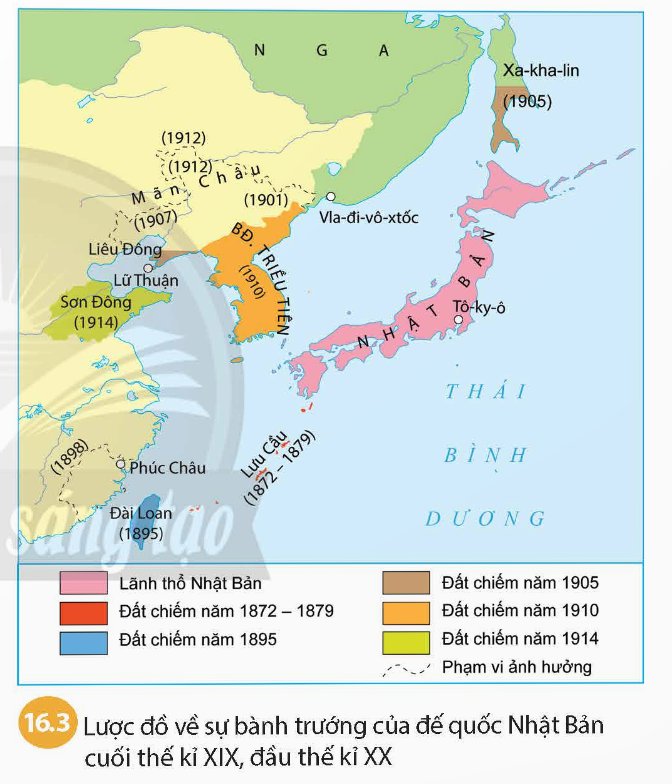 Lược đồ về sự bành trướng của đế quốc Nhật Bản cuối thể kỉ XIX, đầu Tk XX