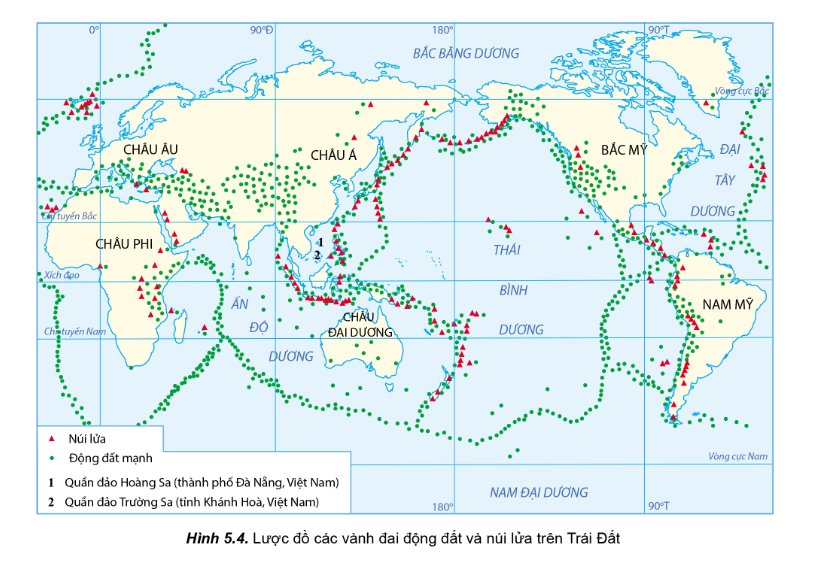 Sự phân bố các vành đai động đất. Núi lửa trên Trái Đất
