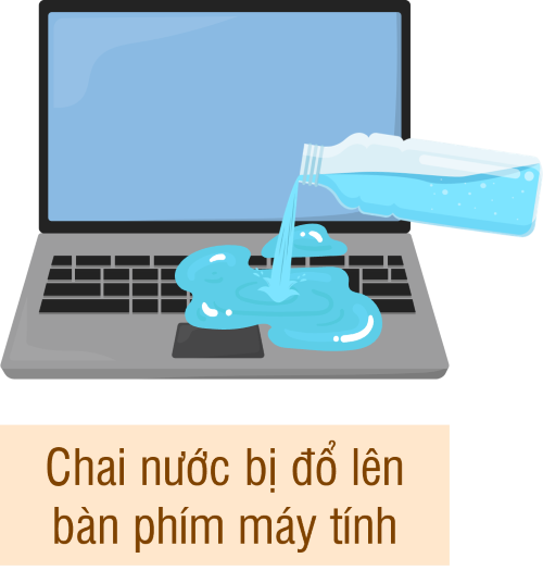 Máy tính bị nước đổ lên