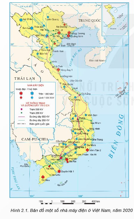 Bản đồ một số nhà máy điện ở Việt Nam năm 2020