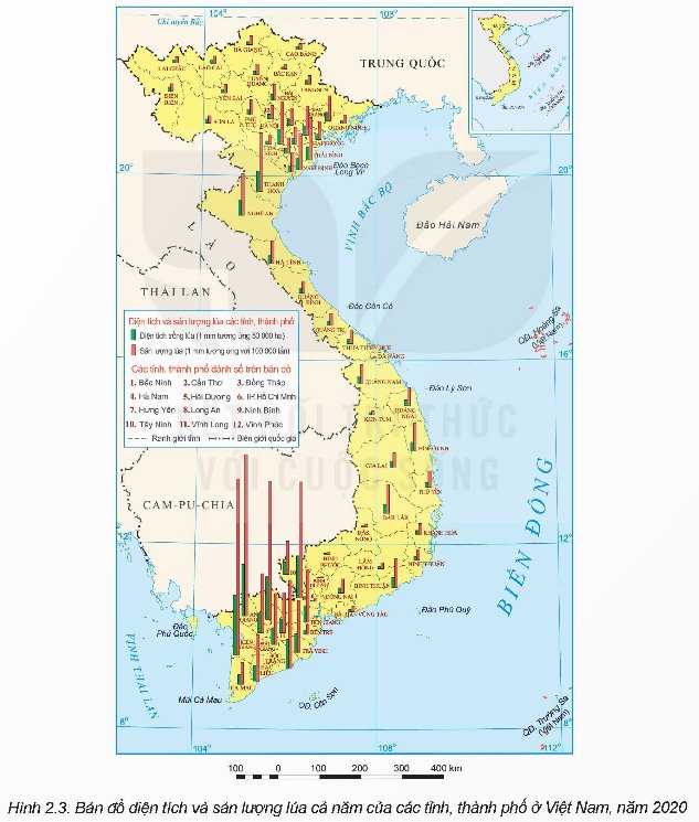 Bản đồ diện tích và sản lượng lúa cả năm của  Việt Nam (2020)