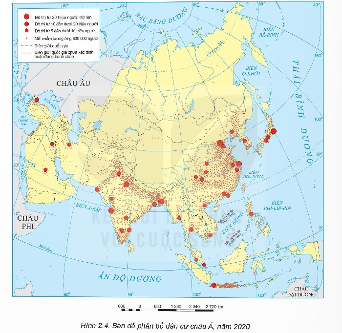  Bản đồ phân bố dân cư Châu Á năm 2020