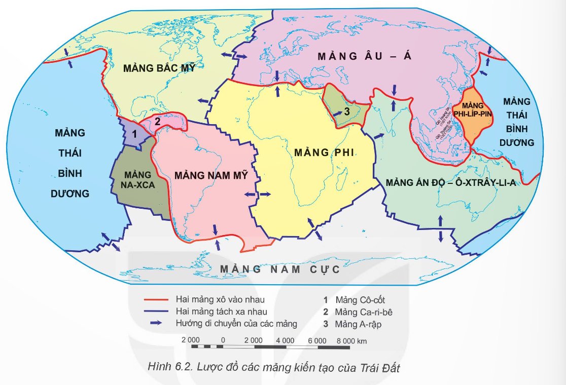 Lược đồ các mảng kiến tạo của Trái Đất