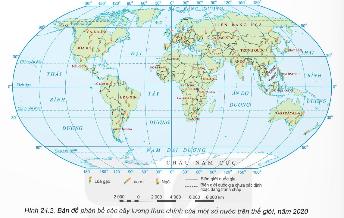 Sự phân bố một số loại cây trồng chính
