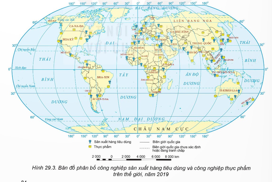 Bản đồ công nghiệp sản xuất hàng tiêu dùng và công nghiệp thực phẩm trên thế giới năm 2019