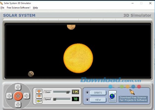 olm, Tin học 9, Cánh diều, Phần mềm Solar System 3D Simulator