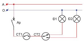 Công nghệ 9, Sơ đồ nguyên lí mạch điều khiển hai đèn sáng luân phiên.olm