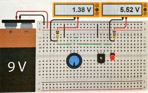 Công nghệ 12, Sơ đồ lắp ráp mạch bật tắt LED thông qua đóng mở transistor