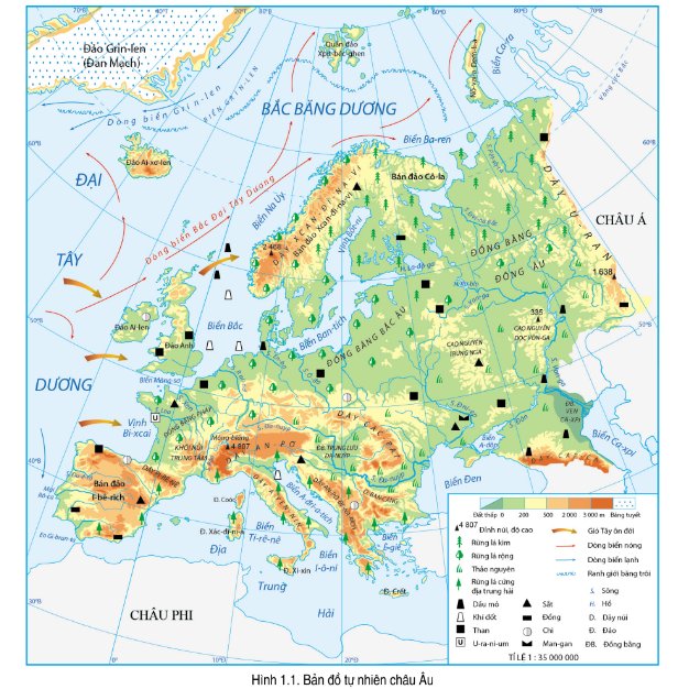 Hình 1.1.Bản đồ tự nhiên Châu Âu