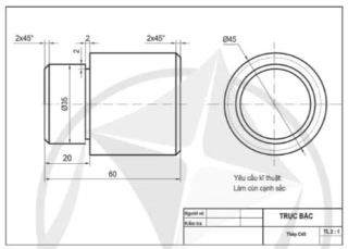 Công nghệ 11, bản vẽ chi tiết trục bậc