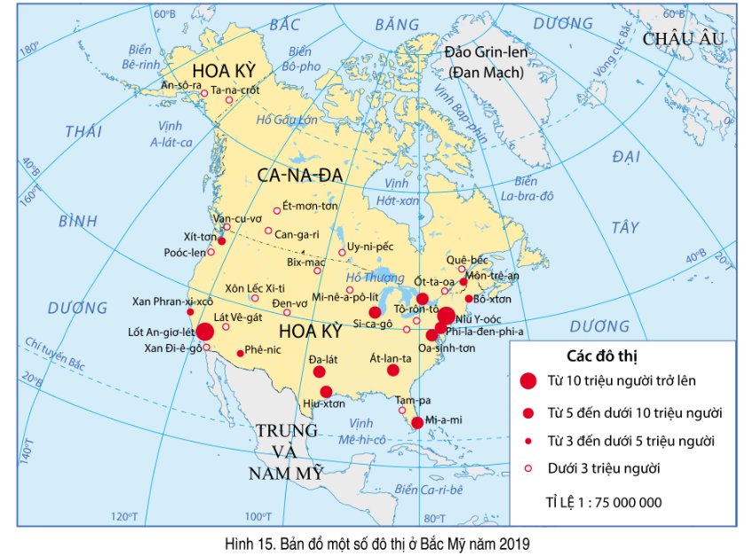Hình 15. Bản đồ một số đô thị ở Bắc Mỹ năm 2019