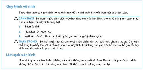 Một số nội dung trong hướng dẫn sử dụng máy tính