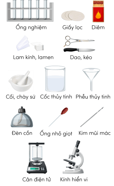 Sinh 11, dụng cụ thí nghiệm