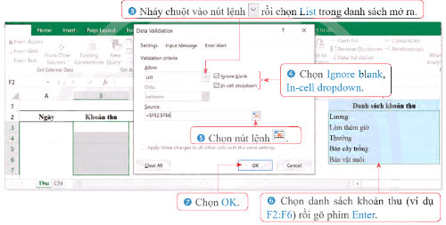 Chọn khối nhập dữ liệu (tiếp)