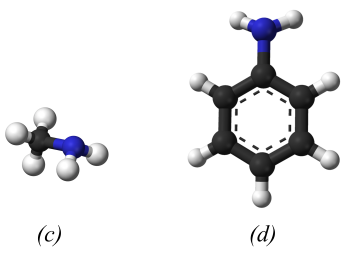 Hóa học 12, Mô hình phân tử của methylamine và aniline