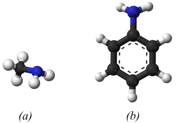 Hóa học 12, Mô hình phân tử của methylamine và aniline