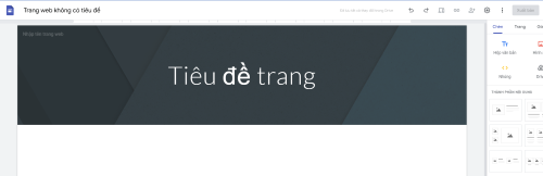 Giao diện tạo trang web mới