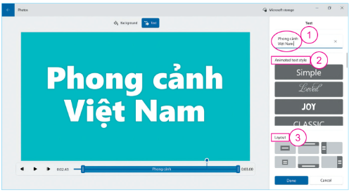 olm, Tin học 9, Cánh diều, Minh họa cửa sổ thêm tiêu đề cho video