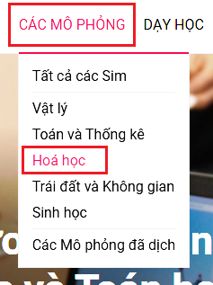 Chọn lĩnh vực mô phỏng