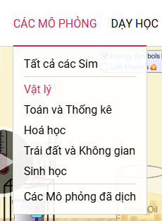 Chọn lĩnh vực mô phỏng