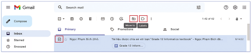 Cửa sổ chọn nhãn/di chuyển sang nhãn khác cho email được chọn - olm