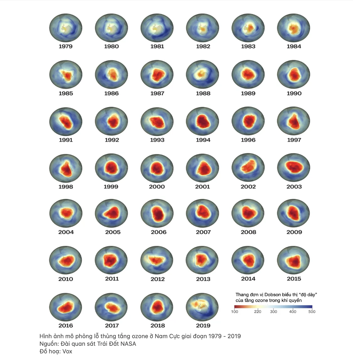 lỗ thủng tầng ozone giai đoạn 1979 - 2019