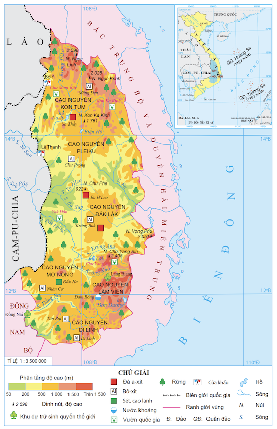 Bản đồ tự nhiên Duyên hải Nam Trung Bộ