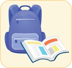 school bag and book olm