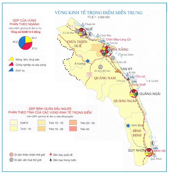 Bản đồ Vùng kinh tế trọng điểm miền Trung