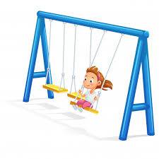 Girl playing swing cartoon | Premium Vector