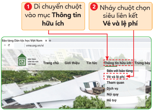 Tìm thông tin từ bảng chọn, olm