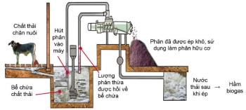 Công nghệ 11, Mô hình xử lí chất thải chăn nuôi bằng máy ép tách phân