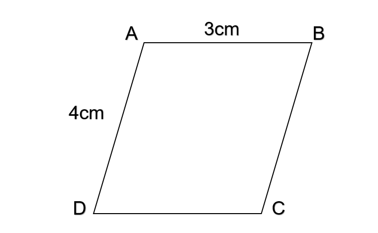 hình bình hành ABCD có AB = 3cm, AD = 4 cm.